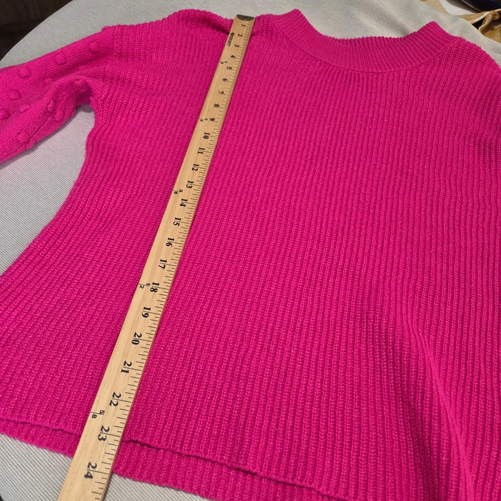 Vince Camuto Sweater XL Pink Bobble Sleeve Mock Neck Boho Eclectic Barbiecore - Picture 9 of 9